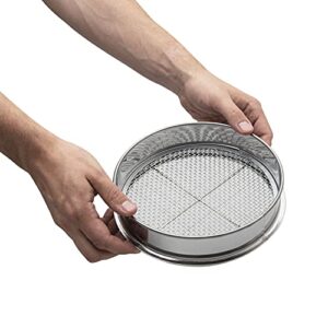 CLABBY ROUND LAKE Galvanized Iron Garden Sieve - Soil Sieves with 4 Interchangeable Mesh Sizes (3mm, 6mm, 9mm, 12mm) - Sifting Pan - Complete with Cotton Work Gloves