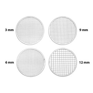 CLABBY ROUND LAKE Galvanized Iron Garden Sieve - Soil Sieves with 4 Interchangeable Mesh Sizes (3mm, 6mm, 9mm, 12mm) - Sifting Pan - Complete with Cotton Work Gloves