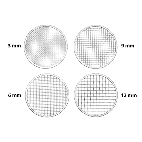 CLABBY ROUND LAKE Galvanized Iron Garden Sieve - Soil Sieves with 4 Interchangeable Mesh Sizes (3mm, 6mm, 9mm, 12mm) - Sifting Pan - Complete with Cotton Work Gloves