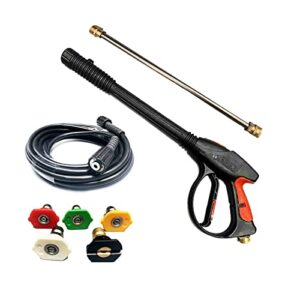 mecctp 8-part pressure washer gun replacement kit, 30ft hose wand lance high pressure washer gun power spray gun 4000 psi with 5 nozzle tips for daily and professional use