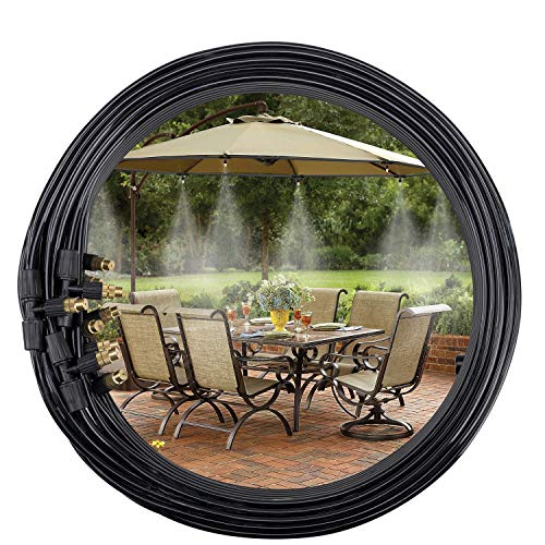 Daduleeh Outdoor Misting Cooling System,Misting Line,Brass Mist Nozzles for Patio Garden Greenhouse Outdoor Mister Trampoline for waterpark 10m