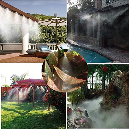 Daduleeh Outdoor Misting Cooling System,Misting Line,Brass Mist Nozzles for Patio Garden Greenhouse Outdoor Mister Trampoline for waterpark 10m