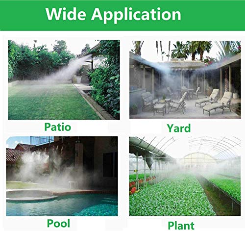 Daduleeh Outdoor Misting Cooling System,Misting Line,Brass Mist Nozzles for Patio Garden Greenhouse Outdoor Mister Trampoline for waterpark 10m