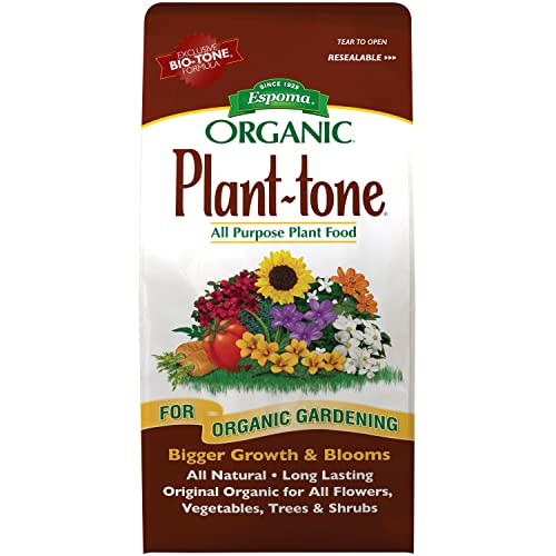 Espoma Organic Plant-Tone 5-3-3 Natural & Organic All Purpose Plant Food; 4 lb. Bag; The Original Organic Fertilizer for All Flowers, Vegetables, Trees, and Shrubs. Pack of 2