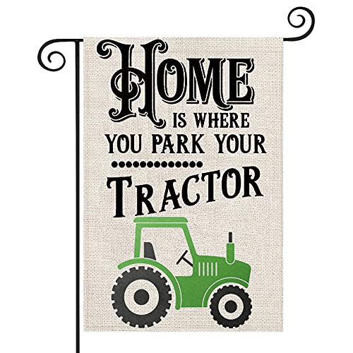 ZJXHPO Home Is Where You Park Your Tractor Garden Flag Funny Yard Outdoor Decorative Double Sided (Home Park Tractor)