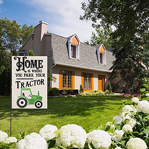 ZJXHPO Home Is Where You Park Your Tractor Garden Flag Funny Yard Outdoor Decorative Double Sided (Home Park Tractor)