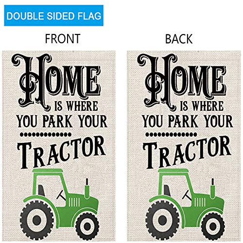 ZJXHPO Home Is Where You Park Your Tractor Garden Flag Funny Yard Outdoor Decorative Double Sided (Home Park Tractor)