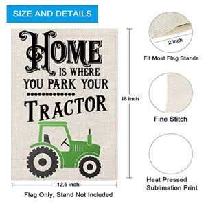 ZJXHPO Home Is Where You Park Your Tractor Garden Flag Funny Yard Outdoor Decorative Double Sided (Home Park Tractor)
