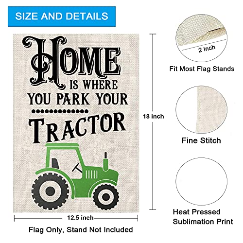 ZJXHPO Home Is Where You Park Your Tractor Garden Flag Funny Yard Outdoor Decorative Double Sided (Home Park Tractor)