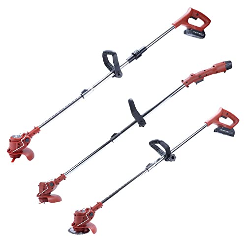 Walk-Behind Lawn Mowers Lawn Tool, Cordless Lawn Mower for Lawn, Yard, Garden, Shrub Trimming and Pruning (Red w/Batteries)