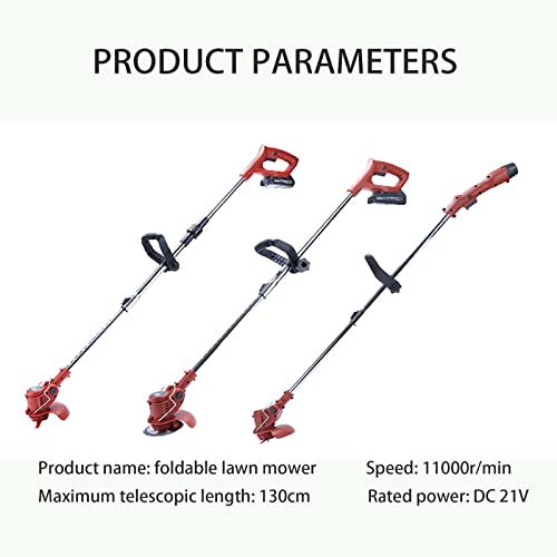 Walk-Behind Lawn Mowers Lawn Tool, Cordless Lawn Mower for Lawn, Yard, Garden, Shrub Trimming and Pruning (Red w/Batteries)