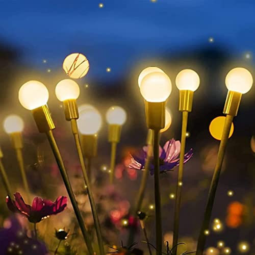 dolitify Solar Garden Lights 2Pcs Firefly Lights Solar Outdoor IP65 Waterproof Solar Swaying Lights Garden Decorative Lights for Yard Patio Pathway Decoration, Warm Light