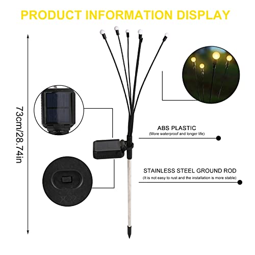 dolitify Solar Garden Lights 2Pcs Firefly Lights Solar Outdoor IP65 Waterproof Solar Swaying Lights Garden Decorative Lights for Yard Patio Pathway Decoration, Warm Light