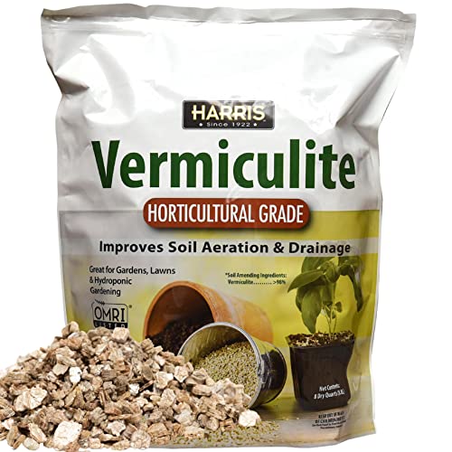 Harris Premium Horticultural Vermiculite, Course Grade, for Indoor Plants and Gardening, 8qt to Promote Soil Aeration and Drainage