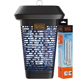 black+decker bug zapper, electric uv insect catcher & killer for flies, mosquitoes, gnats & other small to large flying pests, 1 acre outdoor coverage for home, garden & more, free bulb included