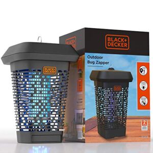 BLACK+DECKER Bug Zapper, Electric UV Insect Catcher & Killer for Flies, Mosquitoes, Gnats & Other Small to Large Flying Pests, 1 Acre Outdoor Coverage for Home, Garden & More, Free Bulb Included