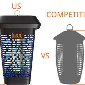 BLACK+DECKER Bug Zapper, Electric UV Insect Catcher & Killer for Flies, Mosquitoes, Gnats & Other Small to Large Flying Pests, 1 Acre Outdoor Coverage for Home, Garden & More, Free Bulb Included