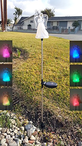 Florals Solar LED Angel Lights, Garden Stake Outdoor Yard Decor Landscape LED Lamp Lights, Great Gift