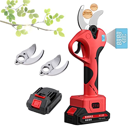 21V 1500mAh Electric Pruning Shears Cordless Rechargeable Power Pruner,Professional Electric Scissors for 40mm Cutting Branches,Power Garden tree trimmer ( Color : 2 Battery , Size : 3 Blade )