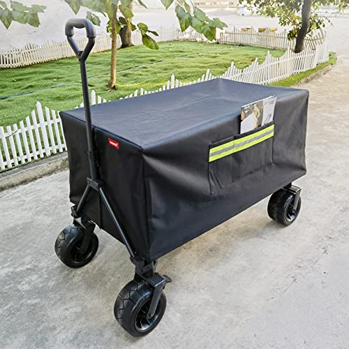 Mamiko Folding Waterproof Wagon Cart Cover, Garden Wagon Covers, 38" L x 22" W x 17" H,Waterproof, Water, Dust and Heat Insulation, Reflective Strip Cover(Cover only, Accessories not Included)