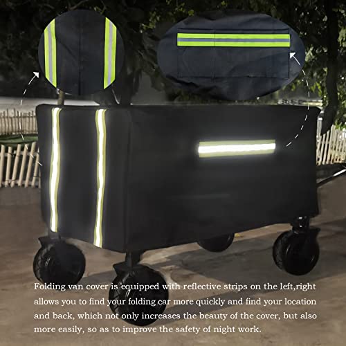 Mamiko Folding Waterproof Wagon Cart Cover, Garden Wagon Covers, 38" L x 22" W x 17" H,Waterproof, Water, Dust and Heat Insulation, Reflective Strip Cover(Cover only, Accessories not Included)