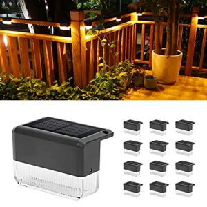chinly solar deck lights 12-pack outdoor waterproof led, warm white & color changing, fence post solar lights for stairs, fence, deck, garden, patio yard, porch and step