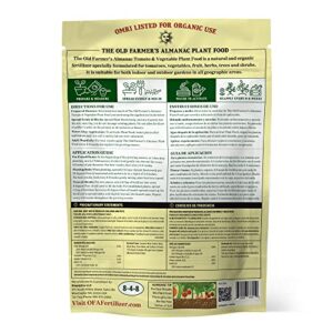 The Old Farmer's Almanac Organic Tomato & Vegetable Plant Food Fertilizer (Covers 250 Sq Ft - 2.25 Lbs)