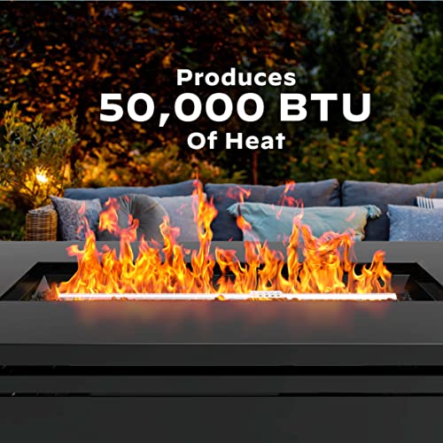 Ciays 42 Inch Gas Fire Pit Table, 50,000 BTU Propane Fire Pits for Outside with Steel Lid and Lava Rock, 2 in 1 Firepit Table for Gatherings Parties on Patio Deck Garden Backyard, Black