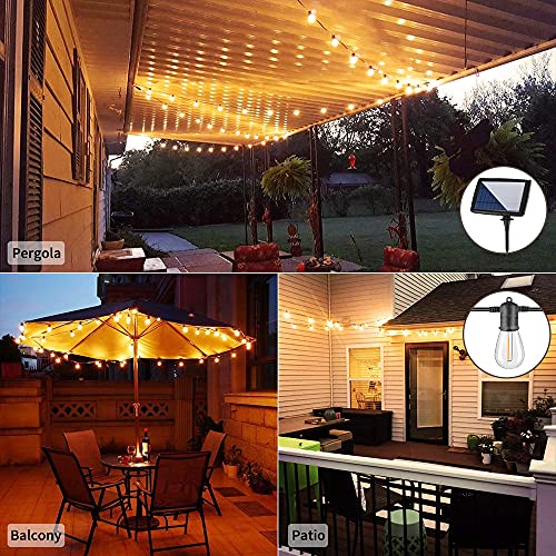 VMANOO Solar Powered 63Ft Outdoor String Lights Waterproof Commercial Grade S14 LED Patio Lighting for Outside Yard Gazebo Wedding Porch Garden Bistro Pergola Backyard Deck Hanging Balcony Decor