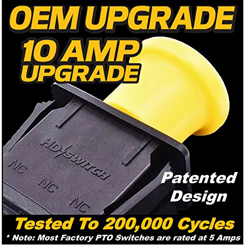 HD Switch Upgraded 10 AMP PTO Switch for Cub Cadet ZTX4 ZTX5 ZTX6 ZTXS Series 48 54 60 Lawn Mower & Garden Tractor Cutter Deck Electric Blade Clutch Engage Yellow Knob