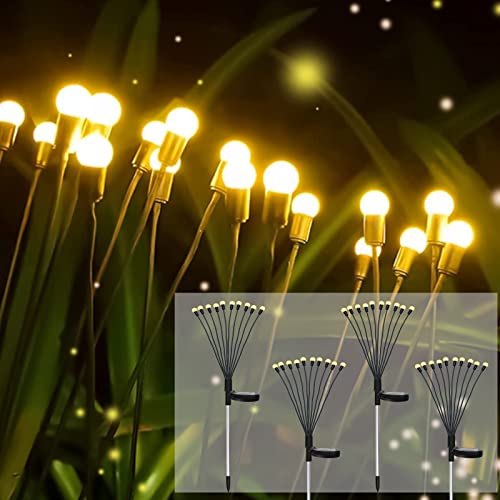 UgyDuky 4 Pack Firefly Lights Solar Outdoor 10LED Starburst Swaying Solar Lights Waterproof Solar Garden Lights for Pathway Yard Patio Landscape