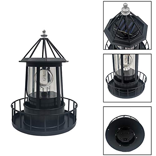 QOONESTL LED Solar Powered Lighthouse, IP65 Waterproof LED Solar Hanging Lamp, 360 Degree Rotating Landscape Light, Lawn Lantern for Garden Yard Outdoor Decor