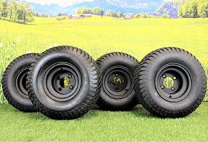 matte black wheels with 18×9.50-8 4 ply turf tires for golf and lawn and garden equipment (set of 4)