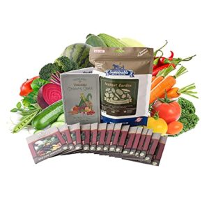 instant garden, heirloom vegetable seed collection, 15 variety non gmo heirloom garden vegetable herb seeds – tomato, pepper, lettuce, carrot, kale, basil, & more