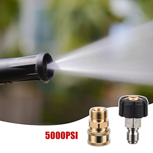 FIXFANS Pressure Washer Quick Connect Fitting, Pressure Washer Adapter Set Quick Connect Kit, M22 14mm to 3/8 Quick Connect, 5000PSI (M22-14mm)