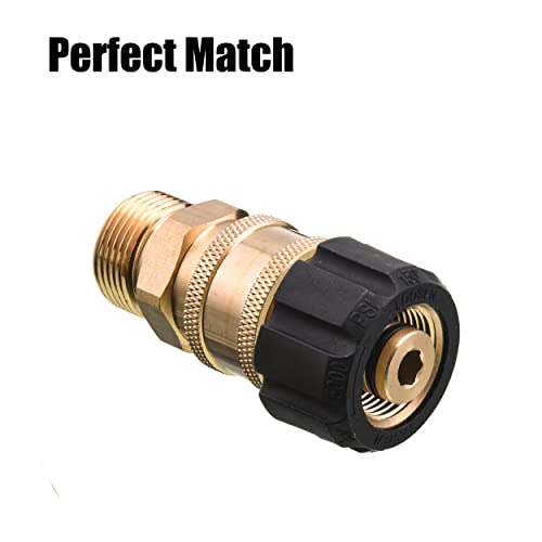 FIXFANS Pressure Washer Quick Connect Fitting, Pressure Washer Adapter Set Quick Connect Kit, M22 14mm to 3/8 Quick Connect, 5000PSI (M22-14mm)