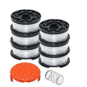 AF 100 Weed Eater Replacement Parts fit for Black and Decker AF-100 GH600 GH900,Replacement RC-100-P Spools Caps&Springs and 30ft 0.065" String Trimmer Line,(6 Spools+1 Cap+1 Spring)