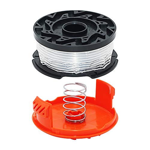 AF 100 Weed Eater Replacement Parts fit for Black and Decker AF-100 GH600 GH900,Replacement RC-100-P Spools Caps&Springs and 30ft 0.065" String Trimmer Line,(6 Spools+1 Cap+1 Spring)