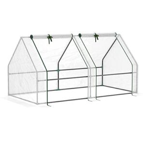 outsunny 6′ x 3′ x 3′ portable mini greenhouse outdoor garden with large zipper doors and water/uv pe cover, white