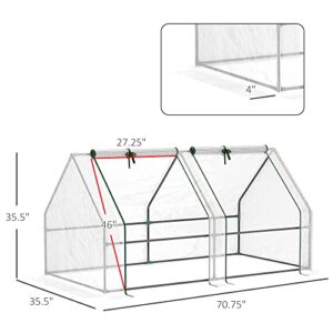 Outsunny 6' x 3' x 3' Portable Mini Greenhouse Outdoor Garden with Large Zipper Doors and Water/UV PE Cover, White