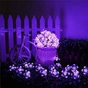 kyson solar fairy string lights 21ft 50 led purple blossom decorative gardens, lawn, patio, christmas trees, weddings, parties