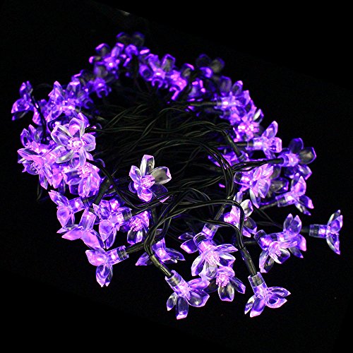 Kyson Solar Fairy String Lights 21ft 50 LED Purple Blossom Decorative Gardens, Lawn, Patio, Christmas Trees, Weddings, Parties