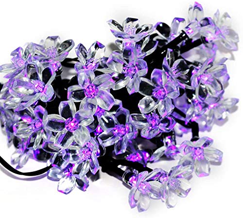 Kyson Solar Fairy String Lights 21ft 50 LED Purple Blossom Decorative Gardens, Lawn, Patio, Christmas Trees, Weddings, Parties