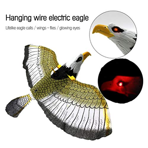 Bird Repellent Hanging Eagle, Hanging Eagle with Music Flying Bird Scarer, Luminous Bird Repellent Hanging Eagle Garden Decoration