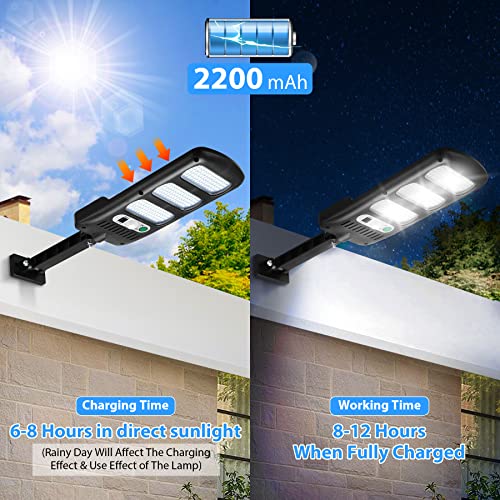 Aliokee LED Solar Lights Outdoor 2 Pack with Remote, 6000K 213LED Solar Motion Sensor Light with 3 Modes, Waterproof IP65 Night Light for Garden Garage