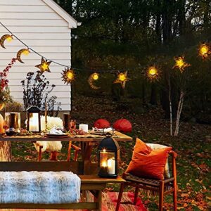 Tryme Outdoor Solar String Lights Patio Star Moon Sun Waterproof LED String Light Solar Powered Fairy Lights Starry 13Ft 153In 2 Lighting Modes for Garden Yard Porch Wedding Party Decor