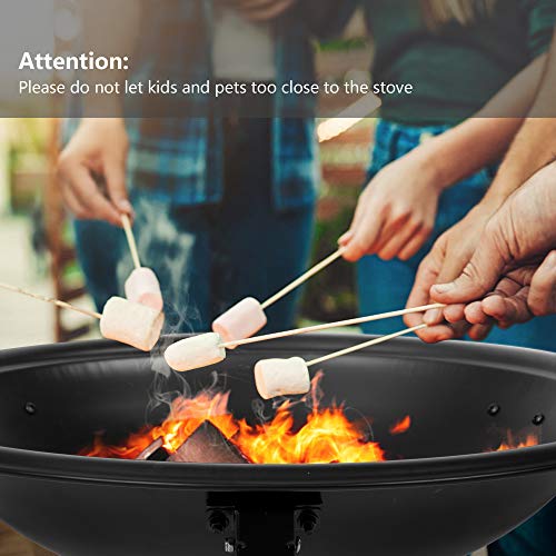 22” Fire Pit Portable Folding Steel Fire Bowl Wood Burning, BBQ Grill w/Mesh Spark Screen Cover Log Grate and Poker for Backyard, Camping, Picnic, Garden