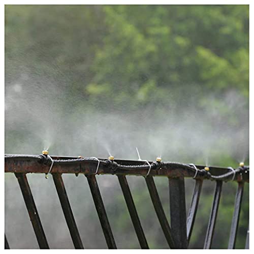 Misting Cooling System 12V Outdoor Water Pump Electric 20 Feet 6 Meter Mist Nozzles Spray Fan Mist System for Patio Water Spray Garden Greenhouse Mist Plants Roofline (12meter (40feet) + pump)