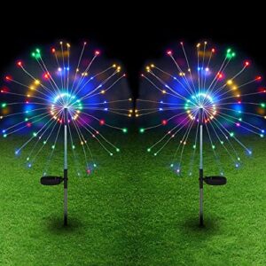 nantala solar firework lights, outdoor solar garden lights waterproof,8 lighting modes 120 led twinkling and steady, suitable for gardens, courtyards, parties, flowerbed (2 pack, colorful)