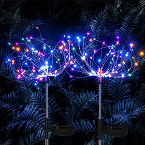 Nantala Solar Firework Lights, Outdoor Solar Garden Lights Waterproof,8 Lighting Modes 120 LED Twinkling and Steady, Suitable for Gardens, courtyards, Parties, Flowerbed (2 Pack, Colorful)